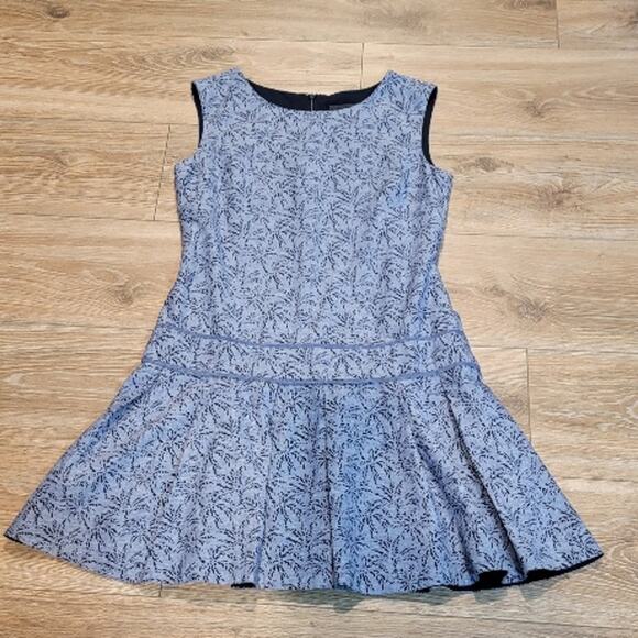 J Crew Blue Linen Dress Sz 4 Women's Floral Sleeveless Lined Career Office - Picture 4 of 11